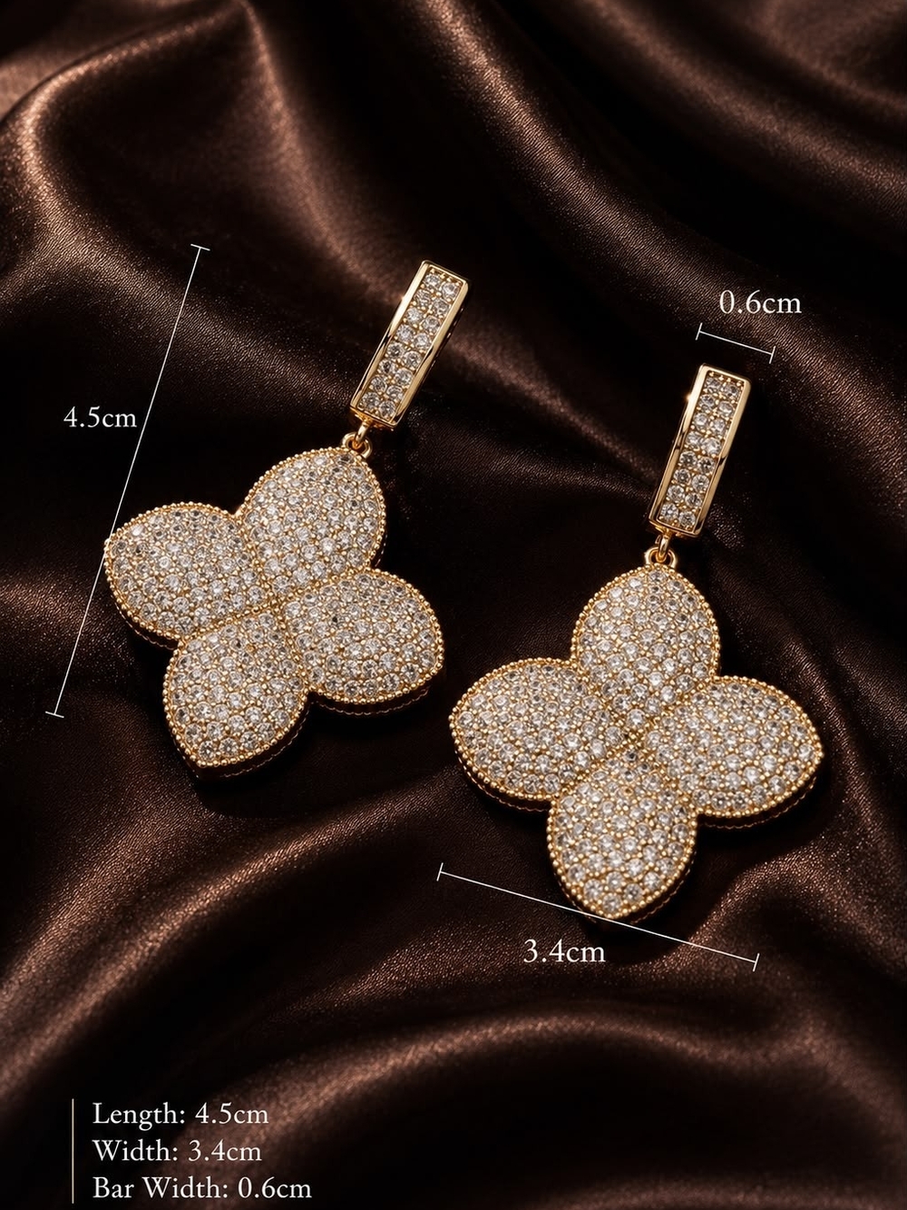Gold Pave Clover Necklace and Earrings Set - Picture 3 of 7